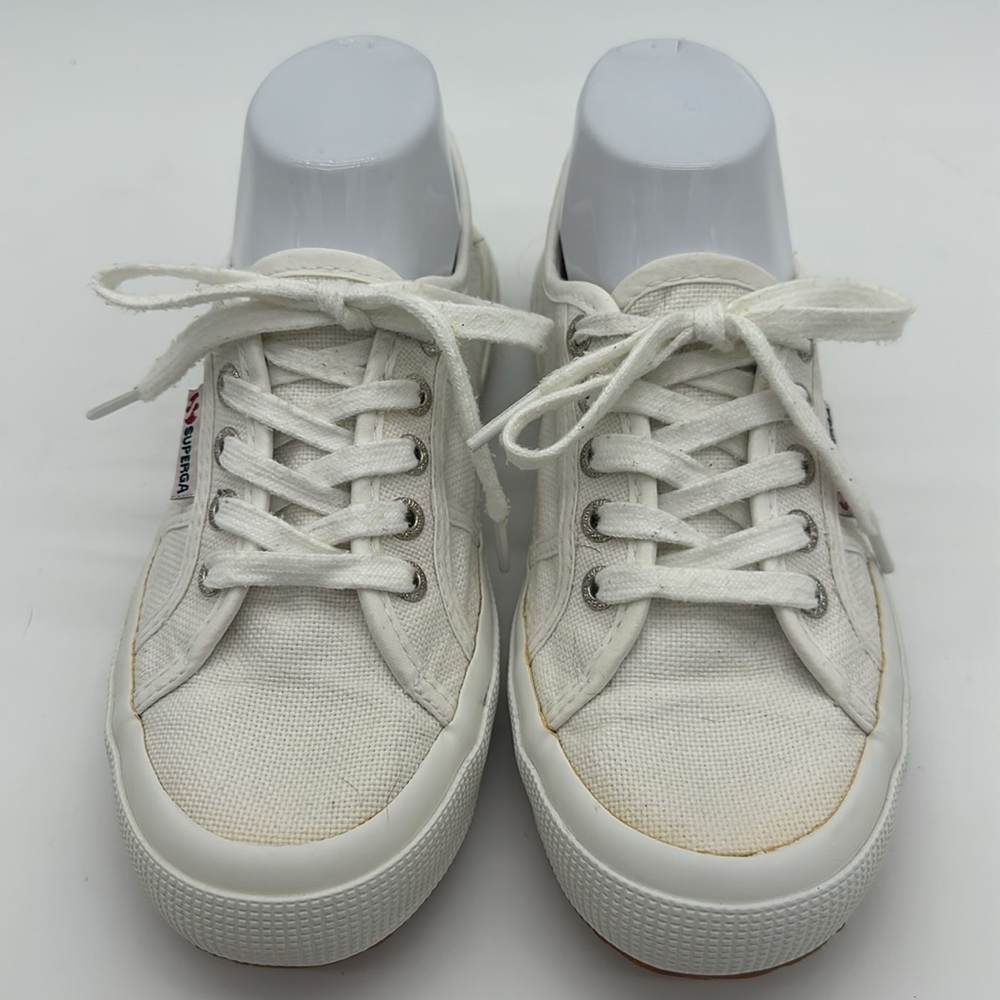 Superga Women's Cotu Classic 2750 White Canvas Sneakers Sz 37.5 US 7 EUC - Picture 13 of 16